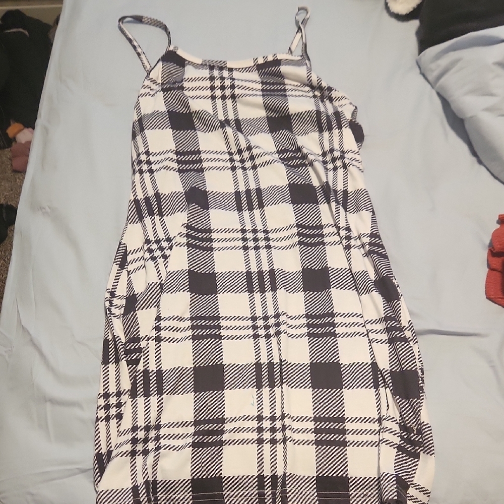 Plaid Black and White Women's Dress